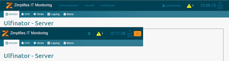 Resultat Figur 5.1 : Applikationens utförande vid projektets avslutande. På denna skärmbild kan man se en graf visandes minnesbelastning på en server.