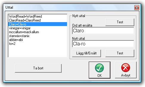 Läs ord Ctrl och peka Genom att markera Läs ord Ctrl och peka under fliken Tal kan du få ett ord i taget uppläst. För att få ordet uppläst, placera muspekaren över det och håll ner Ctrl.