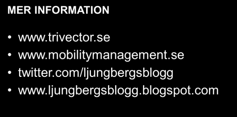 tillgänglighet istället för rörlighet Samverkar som om det kommunala planmonopolet inte fanns Verkligen prioriterar gång, cykel och kollektivtrafík Slutar med predict and