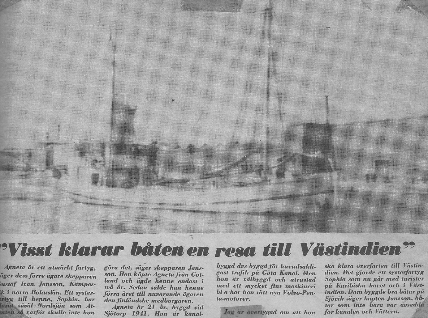 Tidningsutklipp från Aftonbladet 23 augusti 1972 AGNETA i