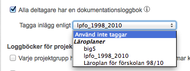 Sida 28/203 Tagga inläggen i dokumentationsloggböcker Under dokumentationsloggbokens inställningar kan du aktivera olika typer av taggning*.