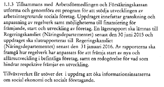 Tillväxtverket Regleringsbrev för 2015 Finns kunniga personer, t.