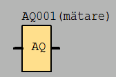 Analogt utgångsblock Main är en analog utgång i huvudenheten Ext är en analog utgång i en expansionsenhet Block name är för att förklara vad blocket är till för Q är utgången från