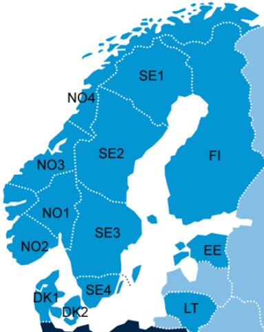 Priset mellan områdena kan avvika från det övergripande systempriset på Nord Pool.