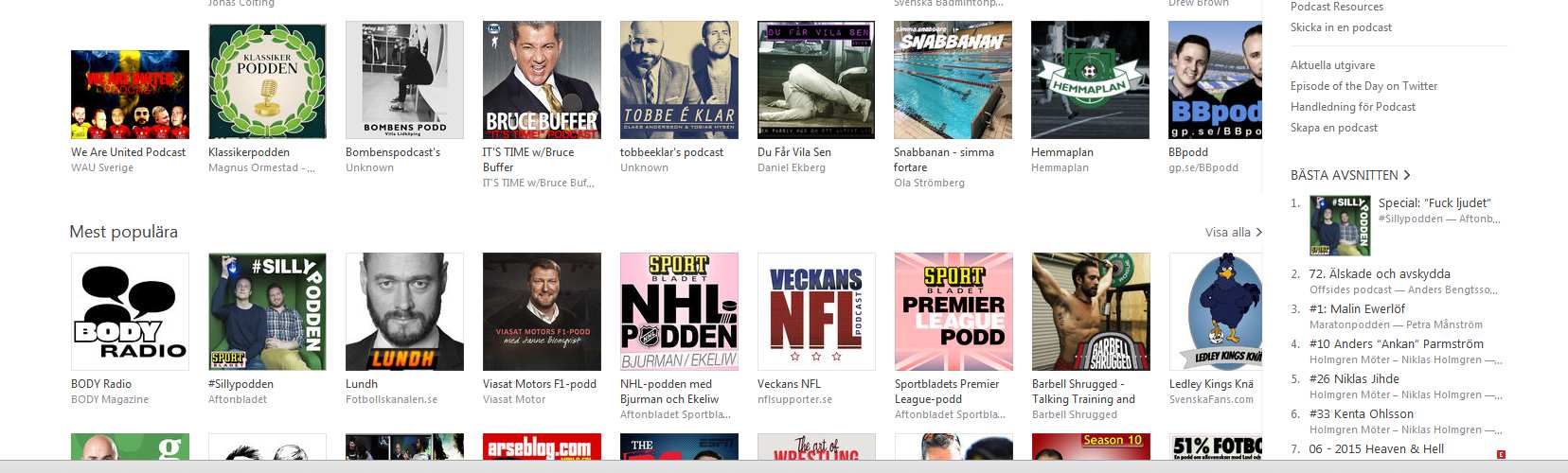 Sportkategorin för Itunes podcaster.