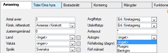 1) Autogiro - vart betalningsuppdrag skickas. 2) Betalarstatus 3) Betalar nr. Nytt kopplat till bankkonto.