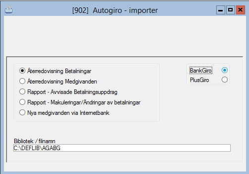 Autogiro importer Hyres- & avgiftsadministration Betalningar/Krav & Ränta Autogiro importer Återredovisning Betalningar Filerna hämtas via modem och överföringsprogram.