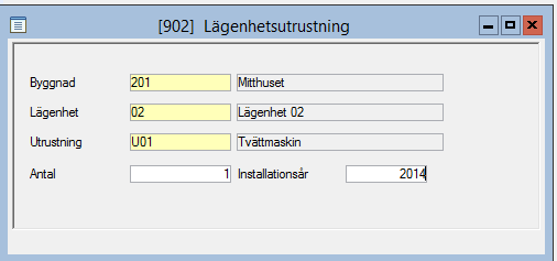 HYRES- & AVGIFTSADMINISTRATION FORTSÄTTNING Utrustning Hyres- & avgiftsadministration Registervård Utrustningskoder Utrustningskoder används för att på lägenheten/lokalen ange speciella detaljer som