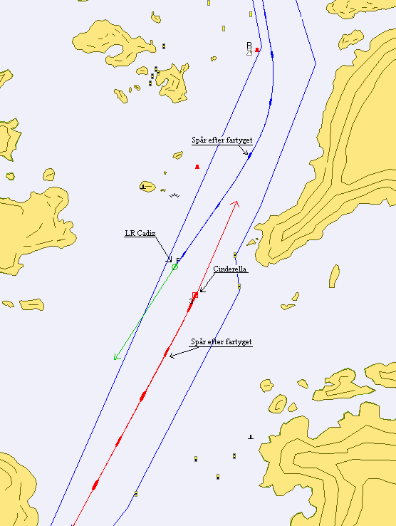 17 Figur 15. M/S Galaxy har passerat fören på M/S LR Cadiz (taget från simulatorn) Kl.