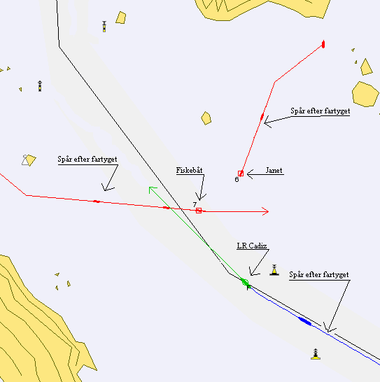 21 Figur 20. Fiskefartyg som passerar för om dem (taget från simulatorn) Tabell 8. Med klockslag och händelser Klockslag Kl.14:49 Kl.14:57 Kl. 15:04 Kl.