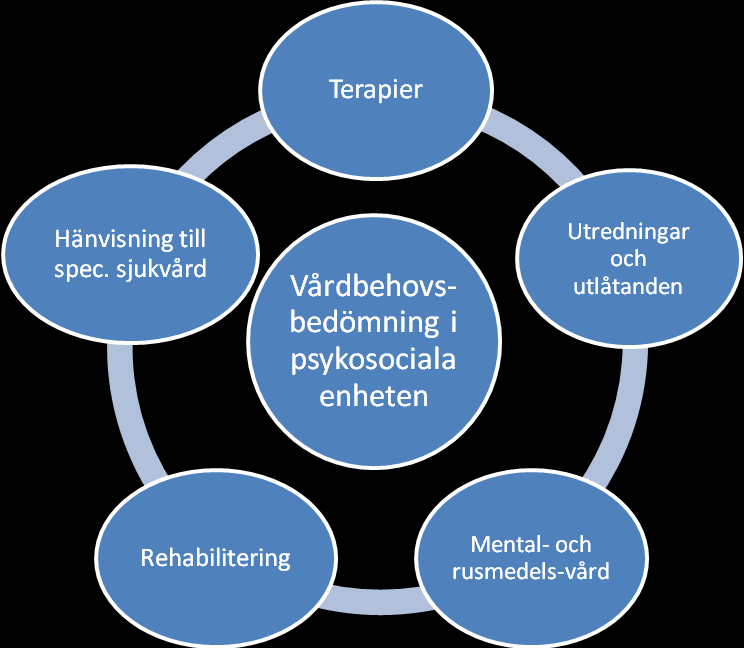 De klienter som inte är i behov av akutvård kan hänvisas till vårdteamet som gör upp en preliminär vårdplan.