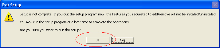 Figur 11 Klicka på Ja för att avsluta installationen. I sista dialogen, klicka Finish. Det är inte alla komponenter i version 4 som har en direkt motsvarighet i version 5 och vice versa.