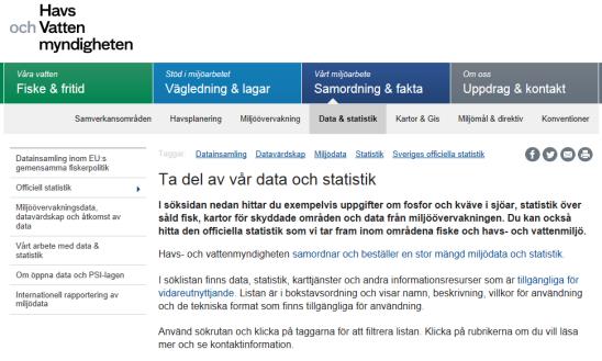 Figur 7. TV: Data från samtliga löpande program runt Vättern nås enkelt från hemsidan. Genom enkla knapptryckningar kan grafer, nedladdning av rådata och övriga underlag enkelt nås.