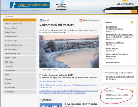 Figur 8. Rapporter och exempel på Vättern-Fakta som utgavs under året. Samtliga finns tillgängliga via www.vattern.org.