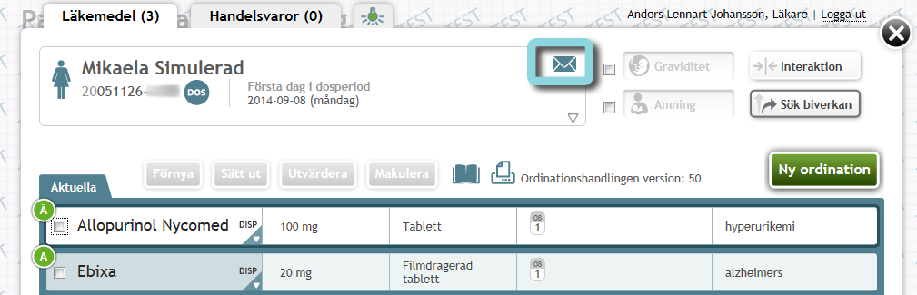 7.3.1 Verifiera och hantera e-recept på ny dospatient Gå igenom patientens läkemedelslista för att ta ställning till vilka ordinationer som ska sättas ut eller ändras till dispenserbara läkemedel