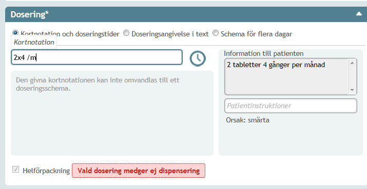 18. Kortnotationer För att kunna arbeta snabbt och effektivt när du ordinerar i Pascal kan du ange dosering genom att skriva kortnotationer.