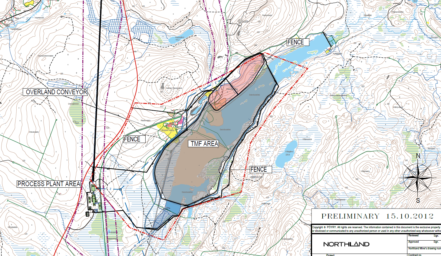 Rikastushiekka-alue Tailings area Korkearikkinen rikastushiekka (liete) sijoitettu niin että sen tueksi tulee LIMS