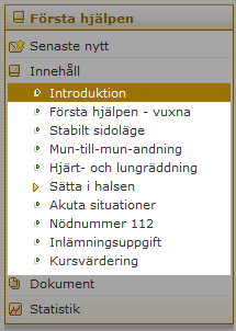 Sida 69/163 Navigationsyta är hela aktivitetens meny. (Gråmarkerad i bilden). Orienteringsyta är innehållets meny. Den ligger inom navigationsytan. (Omarkerad i bilden).