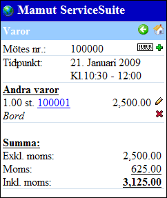 MAMUT SERVICE SUITE PLANNING GUIDE TILL MOBIL SERVICEORDER 3. Använd sökverktyget för att hitta rätt varor. Du kan till exempel söka på produktnummer.