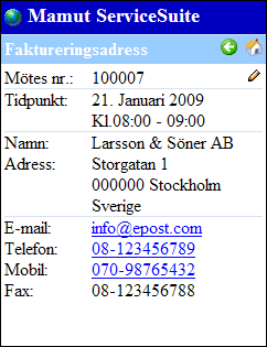 MAMUT SERVICE SUITE PLANNING GUIDE TILL MOBIL SERVICEORDER Peter väljer dagens första möte på sin