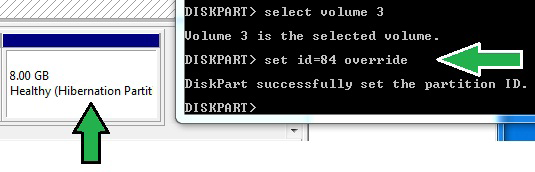 11. Velg RAW-volumet med samme størrelse som det krympede volumet, skriv select volume x (x = volumnummer) og trykk på Enter for å lagre Intel Rapid Start-partisjonen.