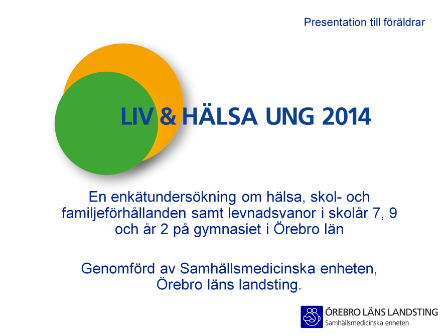 Syfte med bilden: Att berätta om vad föreläsningen kommer att handla om. Liv & hälsa ung är en enkätundersökning som genomförts i Örebro län år 2005, 2007, 2009, 2011 och 2014.
