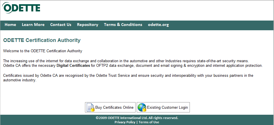 Odette OFTP2 Certifikats-utgivning Secure Certificate Exchange (SCX) med Certificate