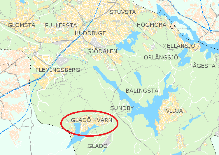 KOMMUNSTYRELSENS FÖRVALTNING BOSTADSÄNDAMÅL (Kartindex 19) Projektbeskrivning område Gladö kvarn Detaljplan Detaljplanen möjliggör att permanent bostadsbebyggelse, friliggande småhus, kan uppföras