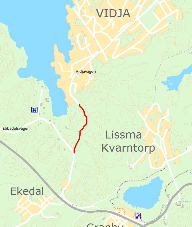 KOMMUNSTYRELSENS FÖRVALTNING ALLMÄNT ÄNDAMÅL (Kartindex 117) Projektbeskrivning Gång och cykelväg Vidjavägen/Ebbadalsvägen Förslag I samband med utbyggnad av Vidja etapp 1 kommer gång- och cykelbana