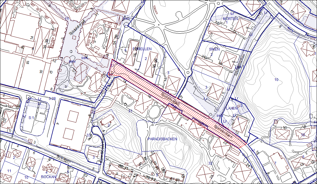 KOMMUNSTYRELSENS FÖRVALTNING ALLMÄNT ÄNDAMÅL (Kartindex 129) Projektbeskrivning Ombyggnad av Sjödalsvägen Förslag Projektet omfattar ombyggnad av Sjödalsvägen från detaljplan för Klockarbacken 7 till