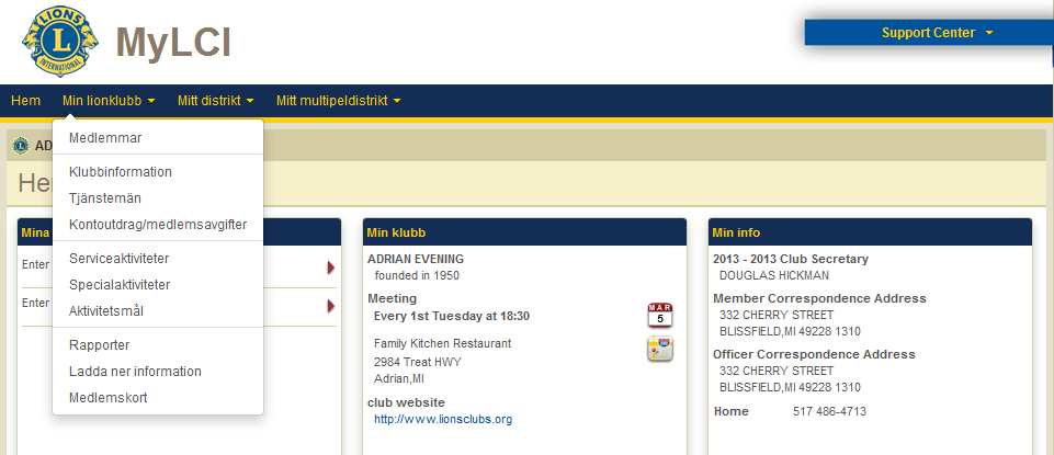 leoklubb, välj Serviceaktiviteter.