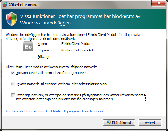 Låt oss börja med att ta en titt i Ethiris klient. 4. Starta programmet Ethiris Client. Eventuellt visas en säkerhetsvarning.