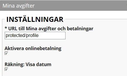 Inställningar i Arena Axiells Support har gjort nödvändiga inställningar för Onlinebetalning, till exempel markerat rutan för Test och angivit bibliotekets kundnummer från DIBS.