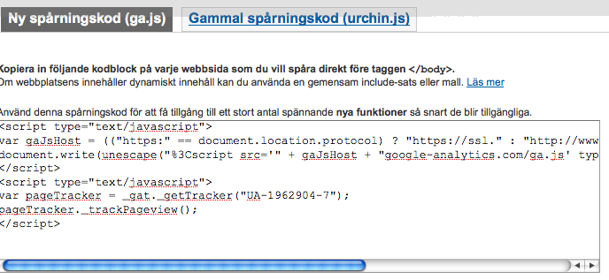 8.3. GOOGLE ANALYTICS May 22, 2009 2. Sedan måste du skapa ett google analytics konto. https://www.google.com/analytics/home/login?hl=sv-se 3. Skapa en ny webbplatsprofil. Figure 8.4: Google 4.