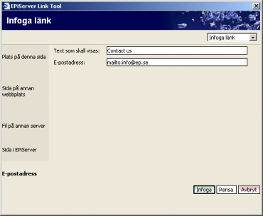 Att arbeta med informationen 41 Länk till e-postadress Genom att länka till en e-postadress hjälper du dina besökare så att de enkelt kan skicka e-post till dig.