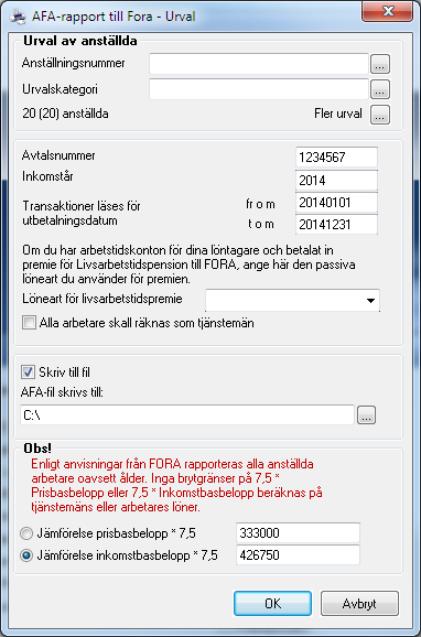 Gå in under Analys - Rapporter - fliken Statistik när du ska ta fram rapporten AFA-rapport till Fora.