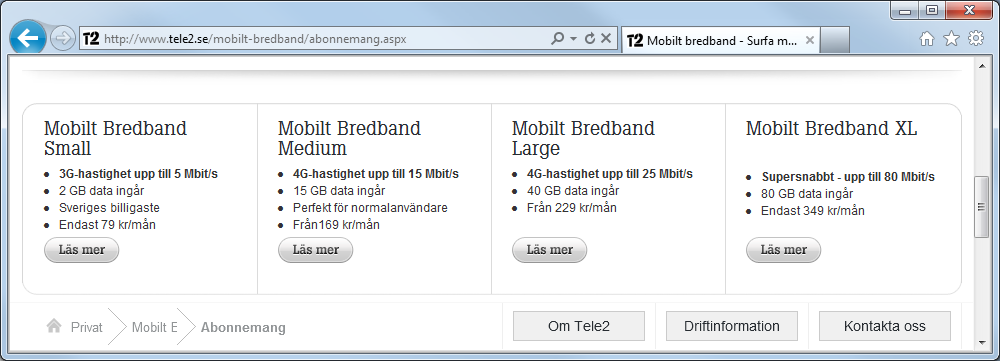 Prisutvecklingen på mobiltelefoni och bredband mobilt bredband som fristående tjänst via 4G betydligt bättre i det här avseendet.