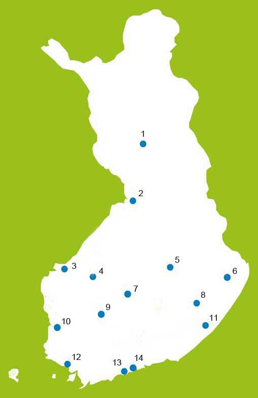 avbeställning finns på webbplatsen yths.fi/sv. 1. Rovaniemi 2. Uleåborg 3. Vasa 4. Seinäjoki 5. Kuopio 6.