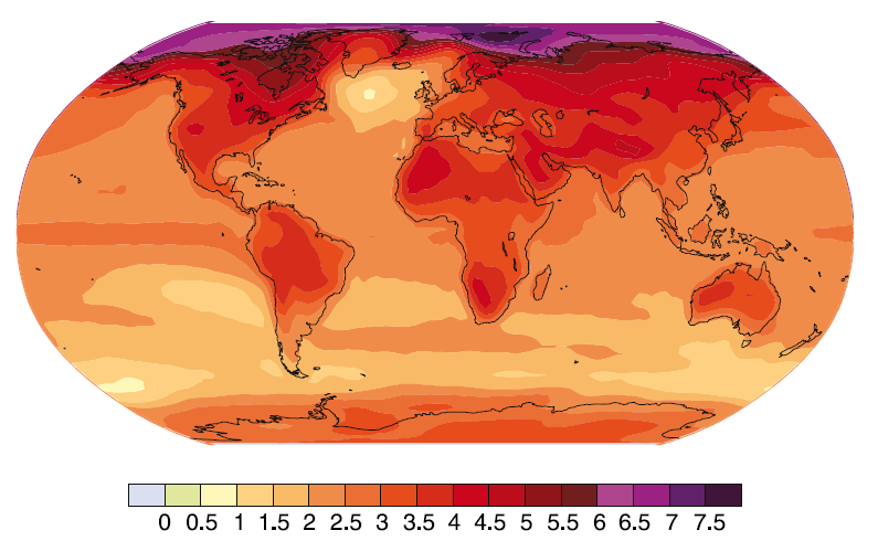 Framtiden,( 2100 ) temperaturskillnad