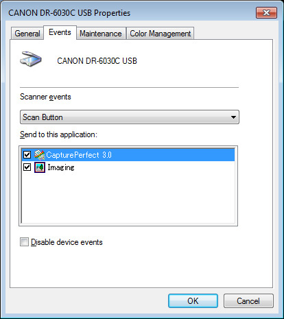 [CANON DR-6030C USB Properties] [CANON DR-6030C SCSI Egenskaper] (eller [CANON DR-6030C SCSI Properties] [CANON DR-6030C SCSI