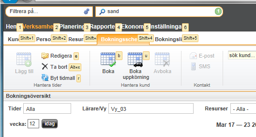 Nya Funktioner Kortkommando i astra WEB Nu finns det kortkommandon i astra WEB. Genom att trycka på tangenten Ctrl så får man fram alla kortkommandon som finns på en viss flik.