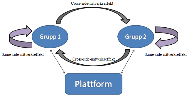 När en plattform istället genererar värde för en och samma kundgrupp kallas det samesided network effects.