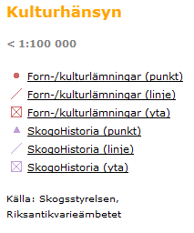 3.6 Kulturmiljö Området består av en blandning av skogsmark och jordbruksmark och enligt Riksantikvarieämbetets Fornsök finns här utpekade områden och platser med kulturvärden och fornminnen [Figur