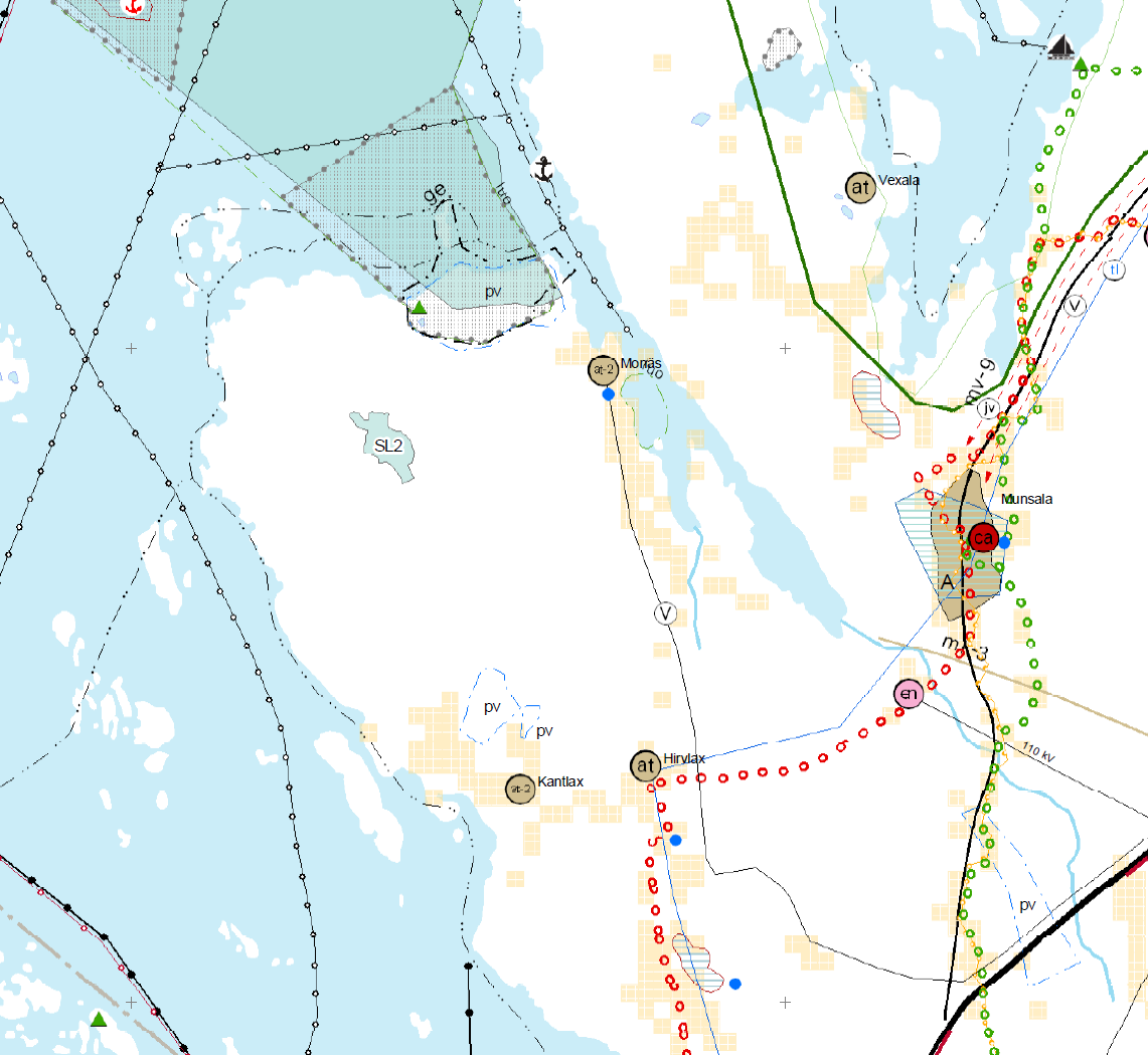 1-13 Bild 5. Utdrag ur Österbottens landskapsplan och riktgivande läge för planeområdet. (fastställd: 21.12.2010).