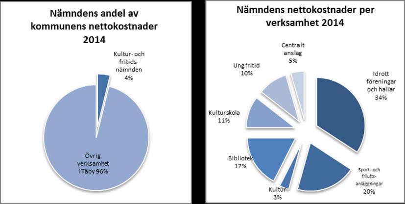 Nedanstående diagram visar nämndens fördelning av nettokostnader per verksamhet och regiform. Fördelningen inom kulturskolan har förändrats något jämfört med föregående år.