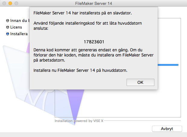 dem automatiskt. Om du inte har Bonjour för Windows installerat visas en uppmaning under FileMaker Serverinstallationen om att installera det. Följ installationsanvisningarna på skärmen.