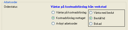 Beställ tid för reparation Leta upp arbetsordern, t.ex. under Väntar på kostnadsförslag. Dubbelklicka på arbetsordern eller marker och klicka på Arbetsorder.