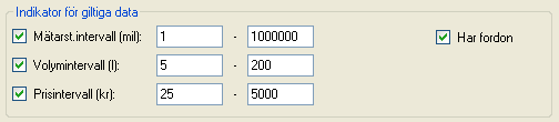 Bränsleloggar som ser rimliga ut visas i svart text. Misstänkta loggar visas i röd text.