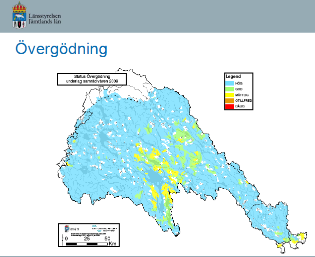 136 Kartan ovan visar att Storsjön har en hög status när det gäller övergödning. Ingen risk för övergödning ligger pga utsläpp från den planerade verksamheten.