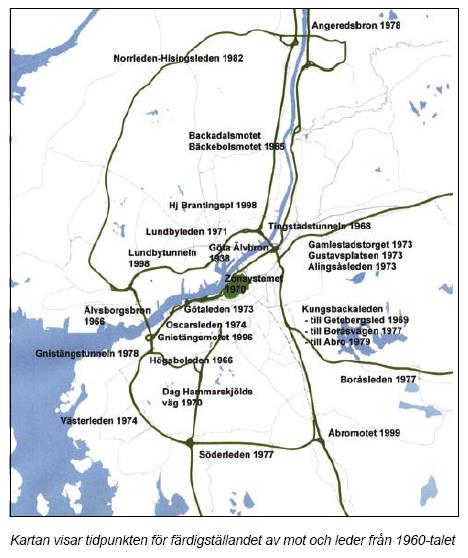 Med väginvesteringar gjordes bilstad Source: Trafiken i Göteborg Historia,